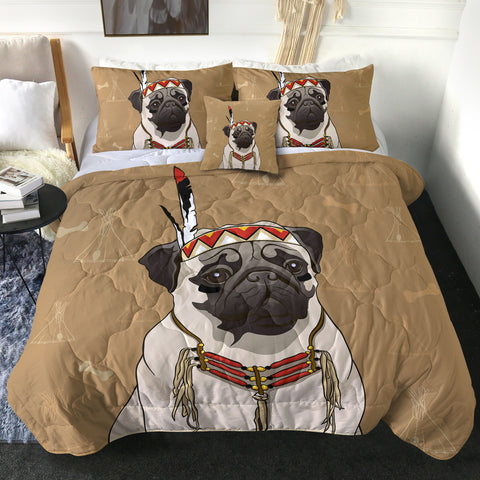 Image of 4 Pieces Tribal Pug SWBD0745 Comforter Set