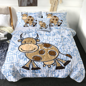 4 Pieces Cow SWBD0746 Comforter Set