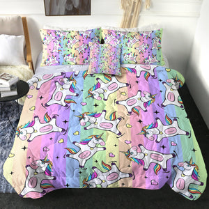 4 Pieces Rainbow Unicorns SWBD0756 Comforter Set