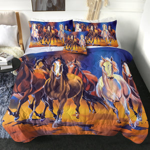 4 Pieces Horses SWBD0758 Comforter Set