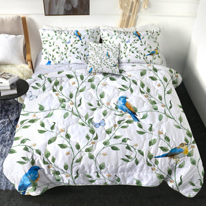 4 Pieces Blue Birds SWBD0759 Comforter Set