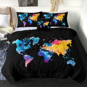 4 Pieces World Map SWBD0764 Comforter Set