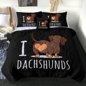 4 Pieces I Love Dachshund SWBD0770 Comforter Set