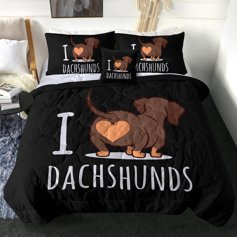 Image of 4 Pieces I Love Dachshund SWBD0770 Comforter Set