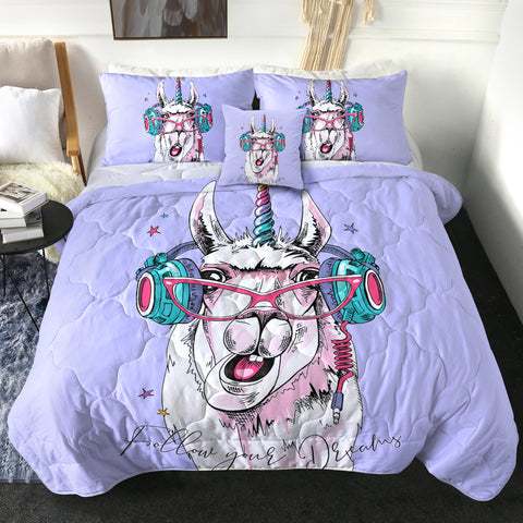 Image of 4 Pieces Magic Llama SWBD0772 Comforter Set