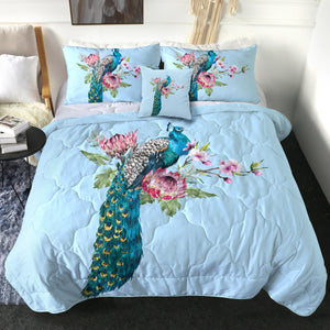 4 Pieces Peacock SWBD0861 Comforter Set