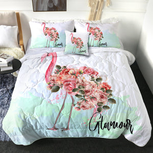 4 Pieces Glamour Flamingo SWBD0870 Comforter Set