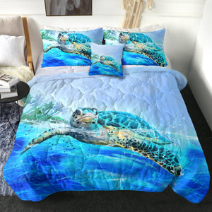4 Pieces Turquoise Turtle SWBD0875 Comforter Set