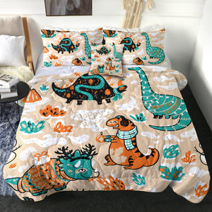 4 Pieces Cozy Dino SWBD0876 Comforter Set