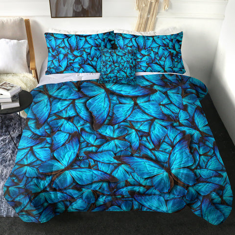 Image of 4 Pieces 3D Blue Monarch SWBD0982 Comforter Set