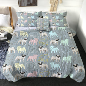 4 Pieces Pug Patterns SWBD0985 Comforter Set