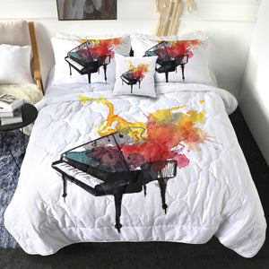 4 Pieces Fiery Piano SWBD0988 Comforter Set