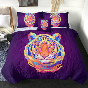 4 Pieces Neon Tiger SWBD0996 Comforter Set