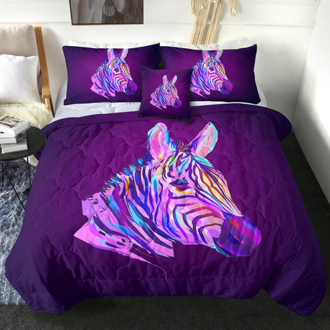 Image of 4 Pieces Neon Zebra SWBD0997 Comforter Set