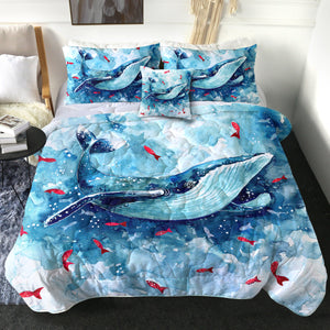 4 Pieces Blue Whale SWBD0999 Comforter Set