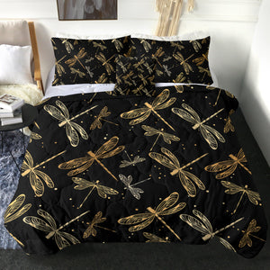 4 Pieces Glided Dragonflies SWBD1006 Comforter Set