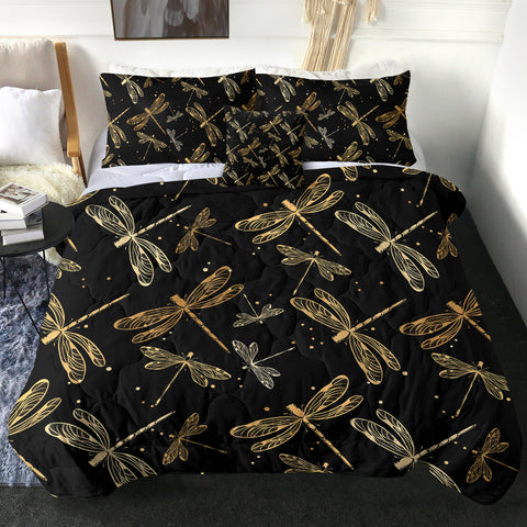 Image of 4 Pieces Glided Dragonflies SWBD1006 Comforter Set