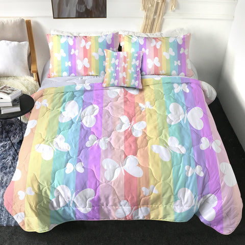 Image of 4 Pieces Rainbow Butterflies SWBD1008 Comforter Set