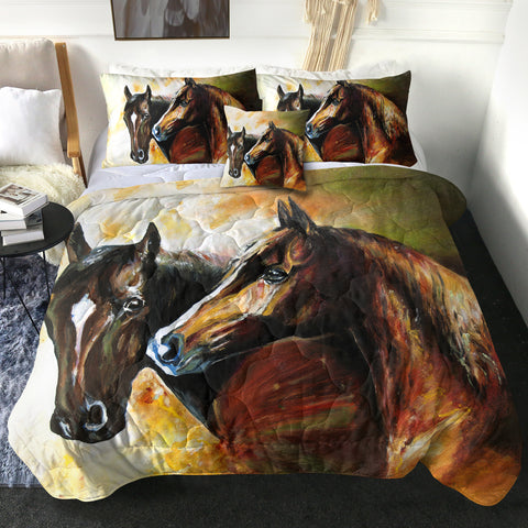Image of 4 Pieces Horses SWBD1103 Comforter Set
