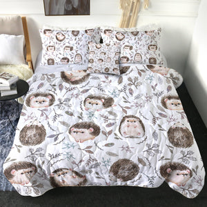 4 Pieces Cute Hedgehogs SWBD1115 Comforter Set