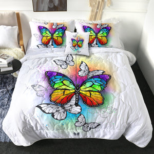 4 Pieces Rainbow Butterfly SWBD1116 Comforter Set