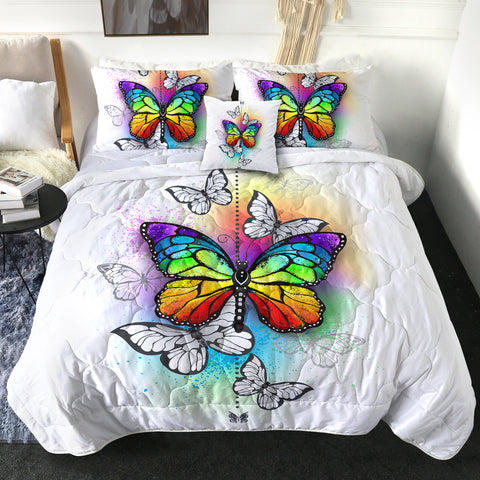 Image of 4 Pieces Rainbow Butterfly SWBD1116 Comforter Set
