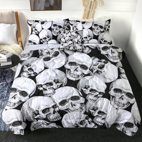 Image of 4 Pieces Skull Piles SWBD1166 Comforter Set