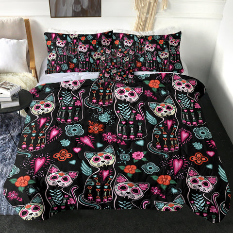 Image of 4 Pieces X-rayed Cat SWBD1169 Comforter Set