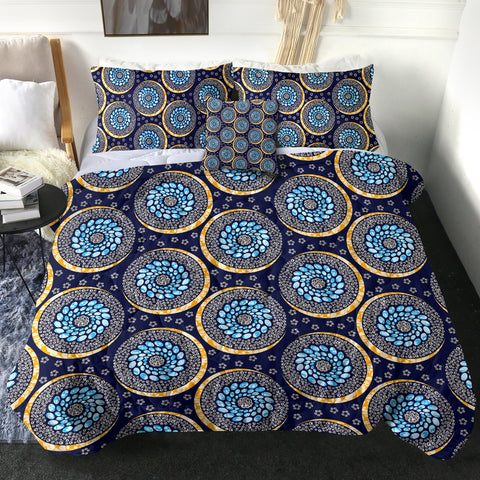 Image of 4 Pieces Stylized Circles SWBD1175 Comforter Set
