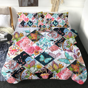 4 Pieces Blooming Floor Tiles SWBD1177 Comforter Set