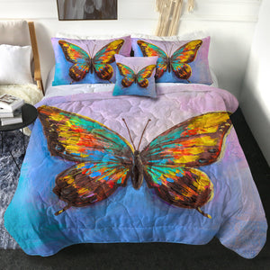 4 Pieces Painted Butterfly SWBD1181 Comforter Set