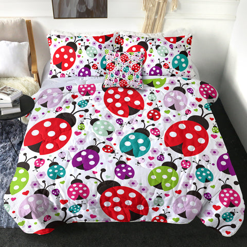 Image of 4 Pieces Colorful Ladybugs SWBD1186 Comforter Set