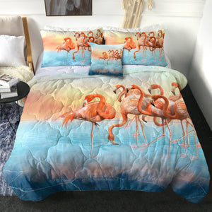 4 Pieces Flamingos SWBD1294 Comforter Set