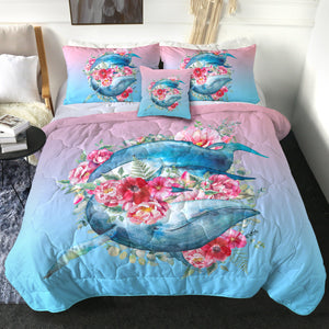 4 Pieces Rosy Whale SWBD1295 Comforter Set