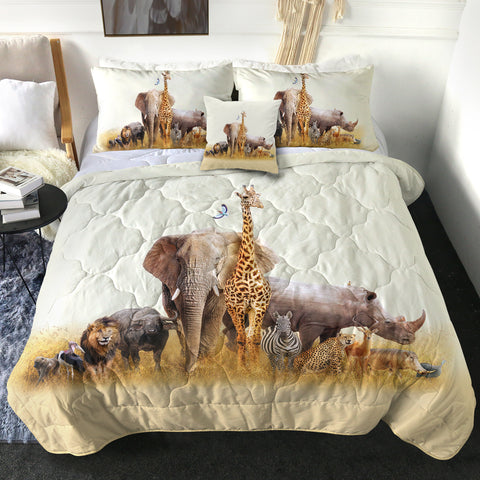 Image of 4 Pieces Africa Animals SWBD1296 Comforter Set