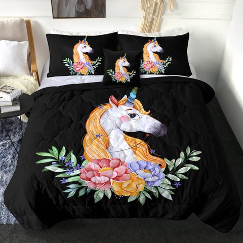 Image of 4 Pieces Unicorn Charm SWBD1300 Comforter Set