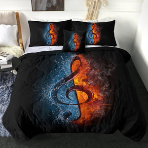 4 Pieces Treble Clef SWBD1370 Comforter Set