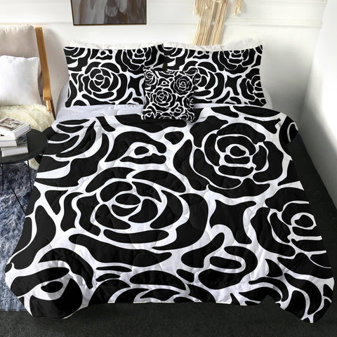 Image of 4 Pieces Rose Patterns SWBD1377 Comforter Set