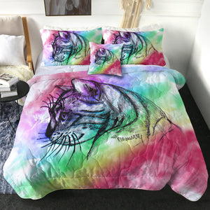4 Pieces Kitty Sketch SWBD1385 Comforter Set