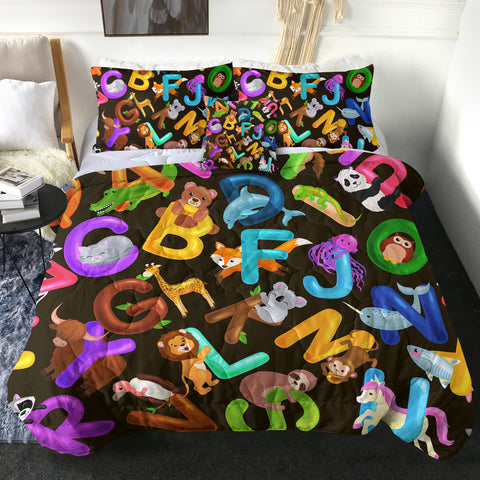 Image of 4 Pieces Animal Alphabet SWBD1394 Comforter Set