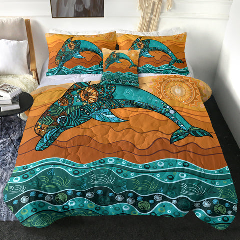 Image of 4 Pieces Leaping Dolphin SWBD1397 Comforter Set