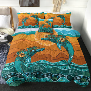 4 Pieces Leaping Dolphins SWBD1398 Comforter Set