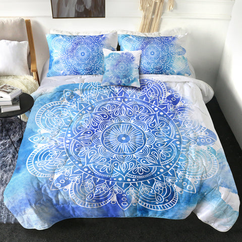 Image of 4 Pieces Blue Mandala SWBD1500 Comforter Set