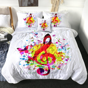 4 Pieces Treble Clef SWBD1501 Comforter Set