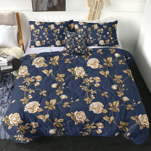 4 Pieces Glided Roses SWBD1504 Comforter Set