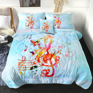 4 Pieces Treble Clef SWBD1507 Comforter Set