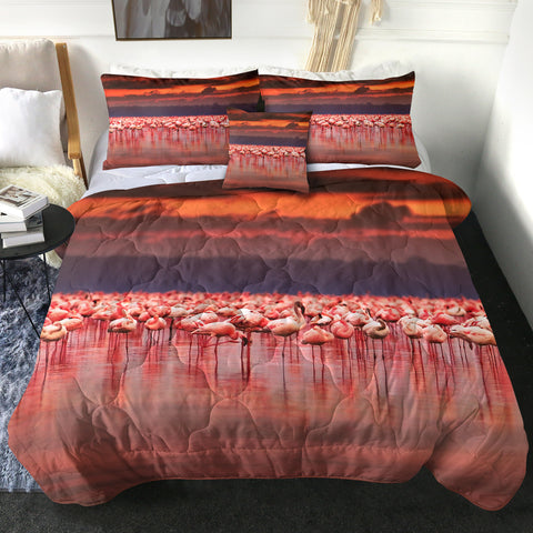 Image of 4 Pieces Sunset Flamingo SWBD1513 Comforter Set