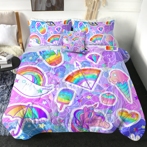 Image of 4 Pieces Rainbow Themed SWBD1555 Comforter Set