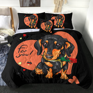 4 Pieces Love Dachshunds SWBD1552 Comforter Set
