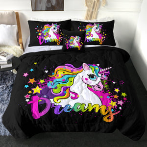 4 Pieces Dreamy Unicorn SWBD1557 Comforter Set
